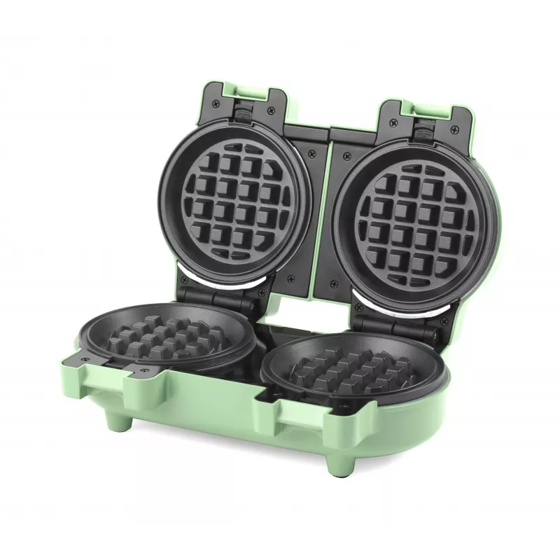 Giles & Posner EK5922GSGRVDE Podwójna gofrownica - 1200W, nieprzywierająca, czarno-srebrna