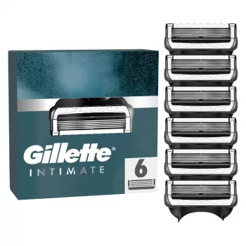 Gillette Intimate Wkłady do Maszynki do Golenia, 6 kasetek, Czarny, Golenie Owłosienia Łonowego Mężczyzn