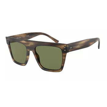 Okulary przeciwsłoneczne unisex GIORGIO ARMANI AR8177-54092A - Oprawka Striped Havana, soczewki ciemnozielone, 52 mm