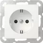 Gniazdo SCHUKO Gira 418327 z SafetyPlus, zaciski śrubowe, System 55, czysty biały mat