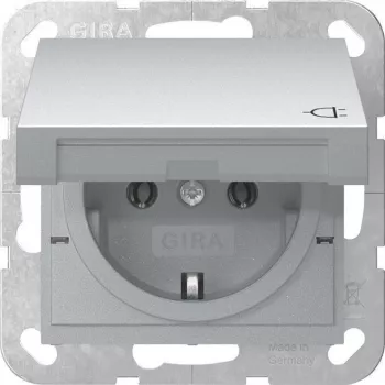 GIRA 445426 Gniazdo SCHUKO System 55 Podtynkowe Aluminiowe z Klapką, 16 A, 250 V, IP44