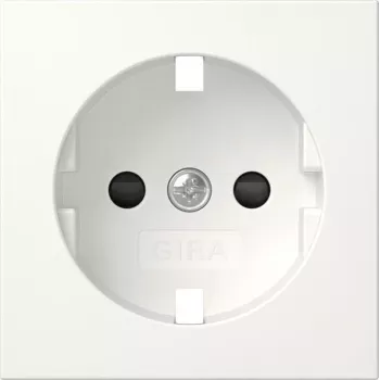 Gira 492103 Płyta osłonowa do gniazda SCHUKO z pokrywą uchylną, System 55, czysty biały