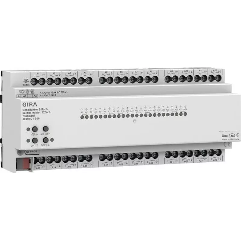 Gira KNX ONE 503000 Przekaźnik stykowy i roletowy 24x/12x 16 A Standard