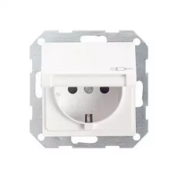 Gniazdo Schuko Gira System 55 z klapką, czysty biały jedwabny mat 045427
