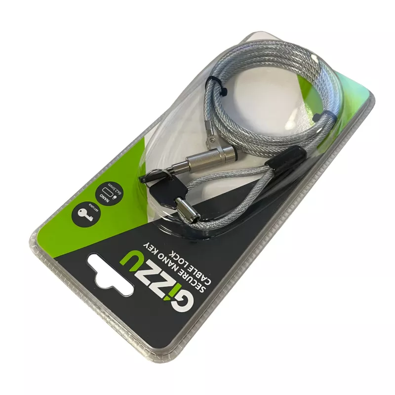 GIZZU 1.8m Nano Key Lock Linka zabezpieczająca z kluczem - czarna
