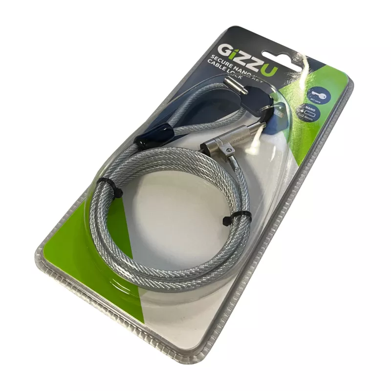 GIZZU 1.8m Nano Key Lock Linka zabezpieczająca z kluczem - czarna