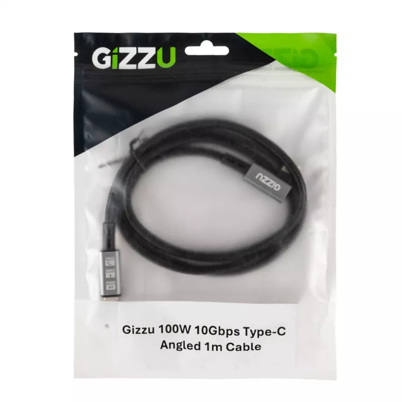Gizzu 100W 10Gbps Type-C kabel kątowy 1m