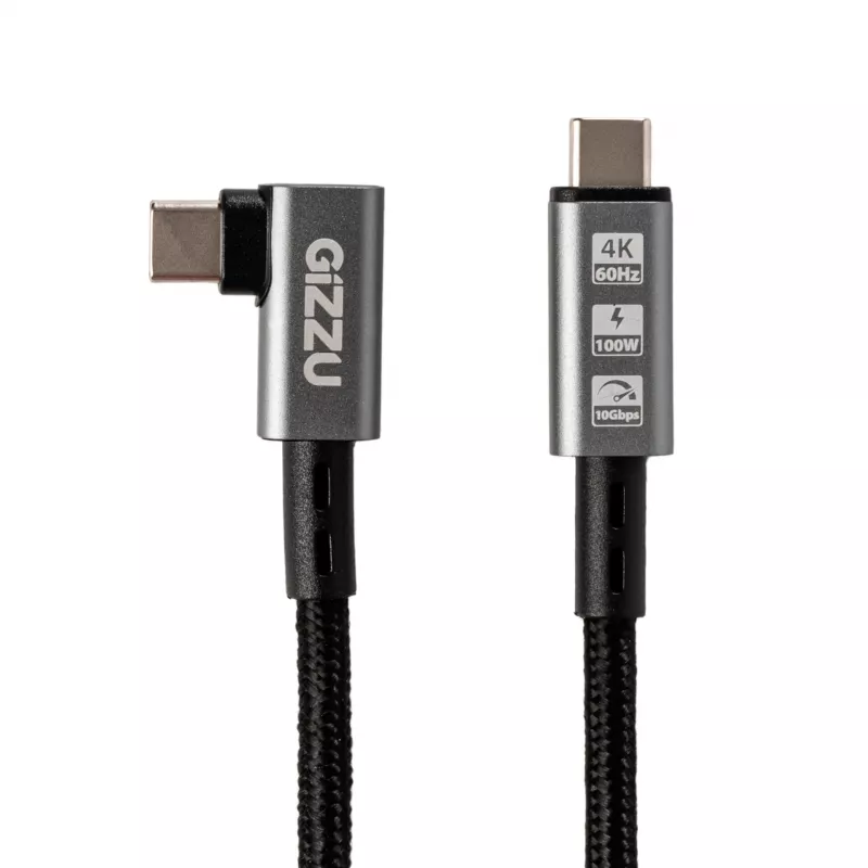 Gizzu 100W 10Gbps Type-C kabel kątowy 1m
