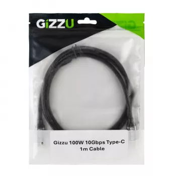 GIZZU 100W 10Gbps USB-C na USB-C Kabel 1m Czarny