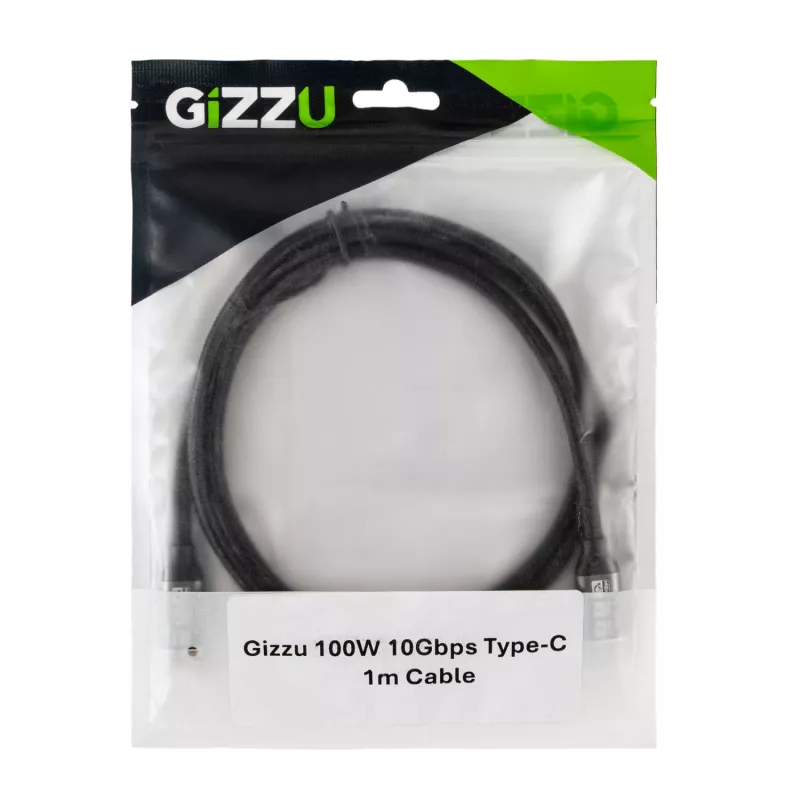 GIZZU 100W 10Gbps USB-C na USB-C Kabel 1m Czarny