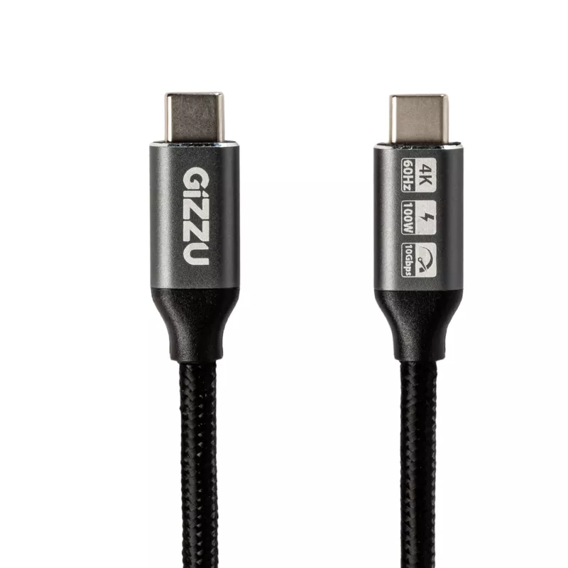 GIZZU 100W 10Gbps USB-C na USB-C Kabel 1m Czarny