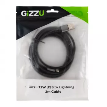 GIZZU 12W USB do Lightning 2m Kabel – certyfikat MFi, szybkie ładowanie i synchronizacja