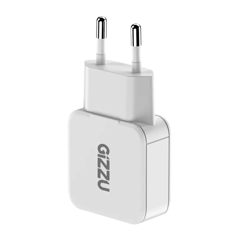 Gizzu 2-Port 20W GaN Ładowarka ścienna USB-C PD 3.0 + USB-A QC 3.0 Szybkie ładowanie Adapter - Biały