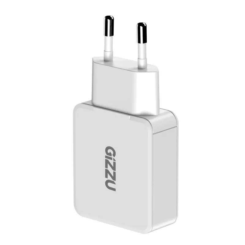 Gizzu 2-Port 45W GaN ładowarka ścienna USB-C PD i USB-A QC Biała