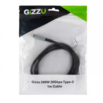 GIZZU 240W 20Gbps USB-C do USB-C Kabel 2m Czarny