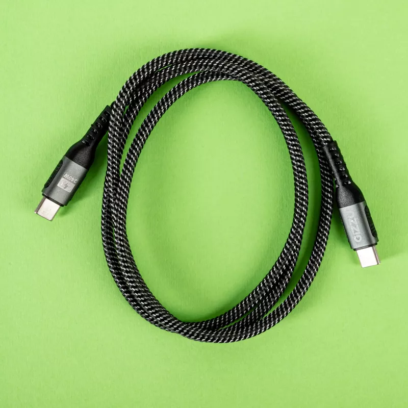 GIZZU 240W 480Mbps USB-C na USB-C pleciony kabel 1m czarny