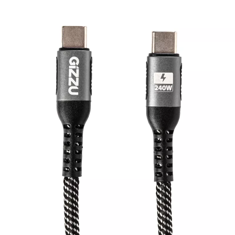 GIZZU 240W 480Mbps USB-C na USB-C pleciony kabel 1m czarny