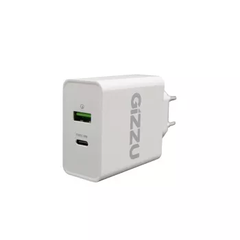 GIZZU 36W USB-C PD i QC3.0 Ładowarka ścienna z dwoma portami - Biała