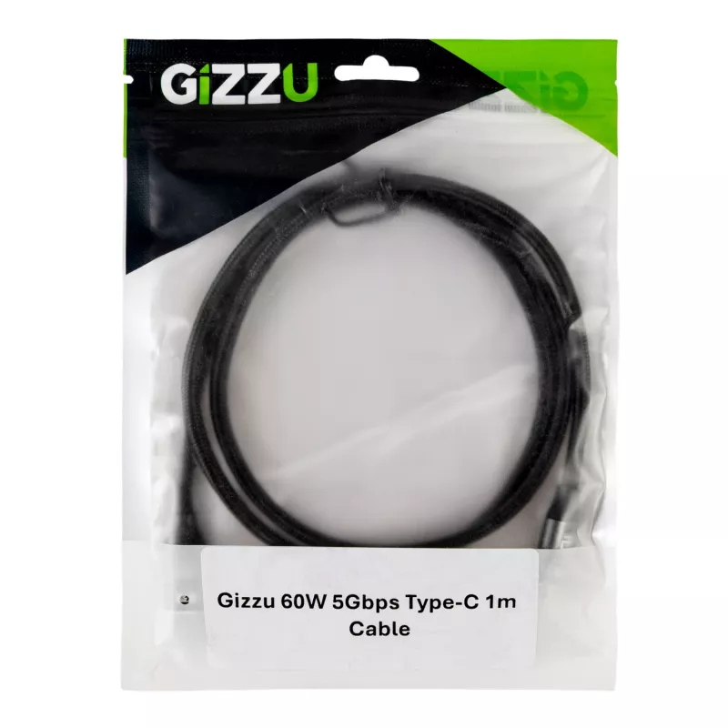 GIZZU 60W 5Gbps USB-C do USB-C Kabel 2m Czarny