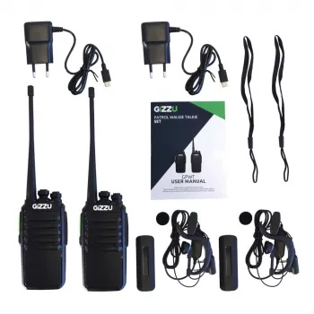 Gizzu Patrol Walkie Talkie Zestaw PMR446 8-kanałowy radiotelefon dwukierunkowy z VOX, skanowaniem, latarką – czarno-pomarańczowy (2 szt.)