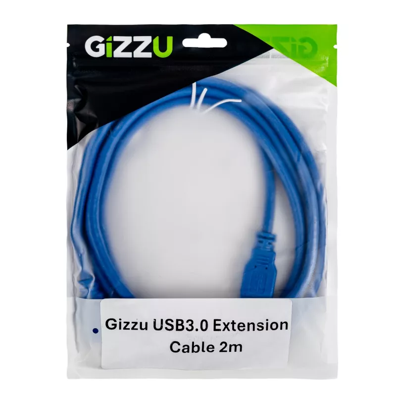 Gizzu USB 3.0 Przedłużacz 2m – 5Gbps, męski na żeński, czarny