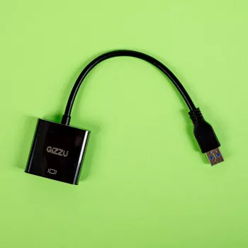 Gizzu USB 3.0 na VGA Adapter – Full HD 1080p zewnętrzny konwerter wideo, USB-A męski na VGA żeński, zasilany z USB, czarny