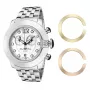 Zegarek damski GLAM ROCK Miami Beach Chronograph GR32154 - koperta ze stali nierdzewnej 44 mm, biały pasek silikonowy, szwajcarski mechanizm kwarcowy