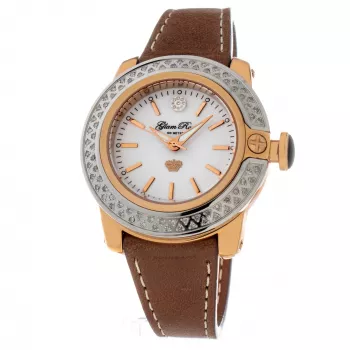 Zegarek damski GLAM ROCK GR31007D 40mm Swiss Quartz Stal nierdzewna Biała masa perłowa Biały skórzany pasek