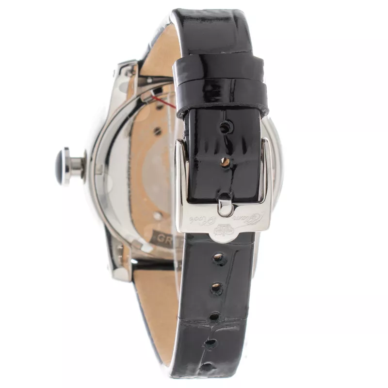 Zegarek damski GLAM ROCK GR32018-BB (44mm) - szwajcarski kwarc, czarny ceramiczny bezel, silikonowy pasek