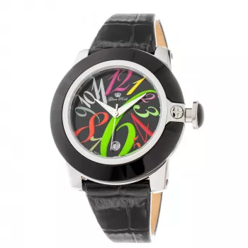 Zegarek damski GLAM ROCK GR32018-BB (44mm) - szwajcarski kwarc, czarny ceramiczny bezel, silikonowy pasek