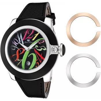 Zegarek damski GLAM ROCK GR32018 Miami Collection 44mm Swiss Quartz Stal nierdzewna Skóra Czarny
