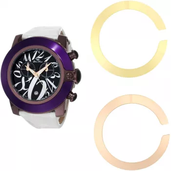 Zegarek damski GLAM ROCK GR32112 (44mm) - Swiss Quartz, biała ceramiczna luneta, silikonowy pasek