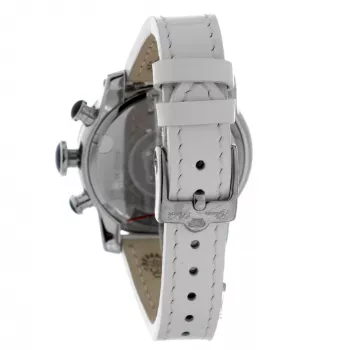 Zegarek damski GLAM ROCK GR32153 44mm Swiss Quartz, biała tarcza z masy perłowej, biały skórzany pasek