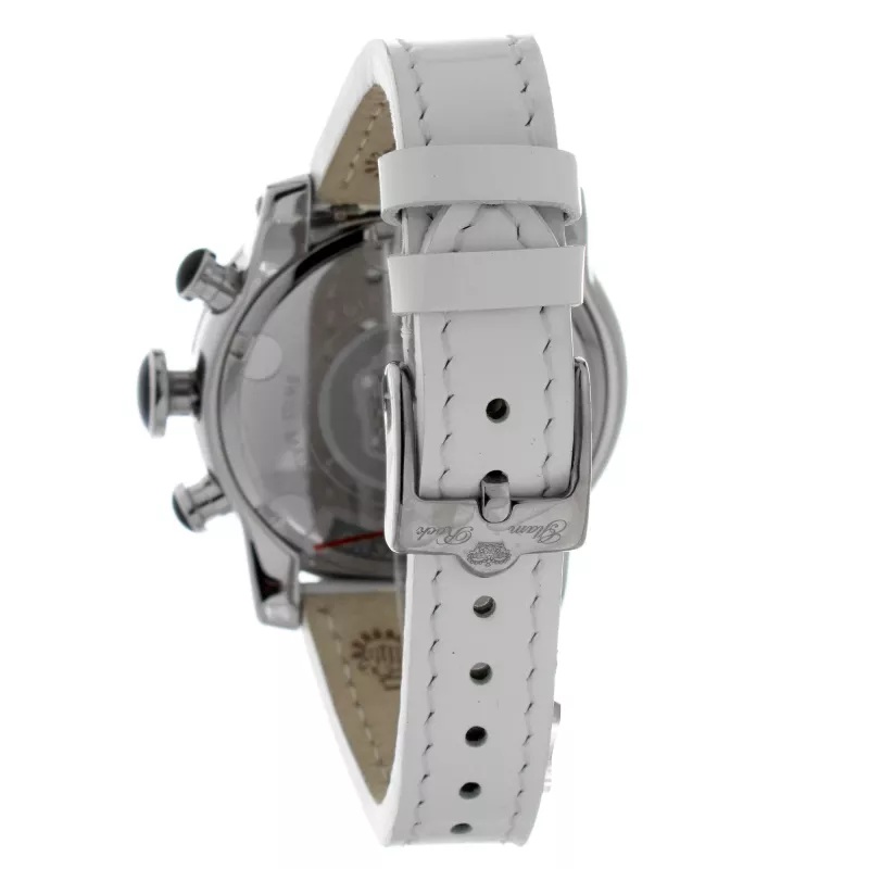 Zegarek damski GLAM ROCK GR32153 44mm Swiss Quartz, biała tarcza z masy perłowej, biały skórzany pasek