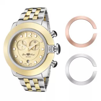 Zegarek damski GLAM ROCK GR32159 (44mm) - Swiss Quartz, biała tarcza z masy perłowej, pasek silikonowy
