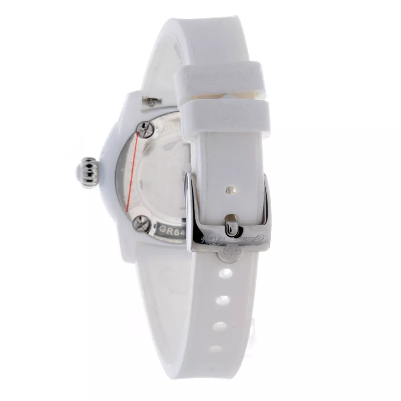 Zegarek damski GLAM ROCK GR64005 (40mm) - szwajcarski kwarc, biała ceramiczna luneta, silikonowy pasek