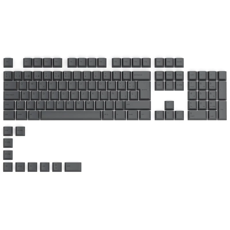 Glorious GPBT Keycaps - 115 PBT Keycaps, ISO, ES Layout, Black Ash