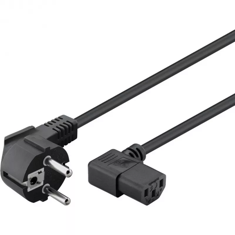 Goobay 51320 Przewód zasilający sieciowy, wtyczka Schuko (kątowa) do gniazda IEC C13, czarny, 5 m