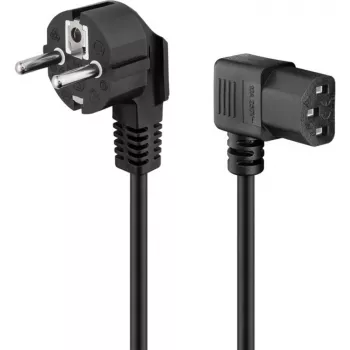 Goobay 51320 Przewód zasilający sieciowy, wtyczka Schuko (kątowa) do gniazda IEC C13, czarny, 5 m