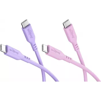 Goobay Berry Swirl zestaw 2 kabli USB-C silikonowych, 1,5 m, fioletowy i różowy 81273