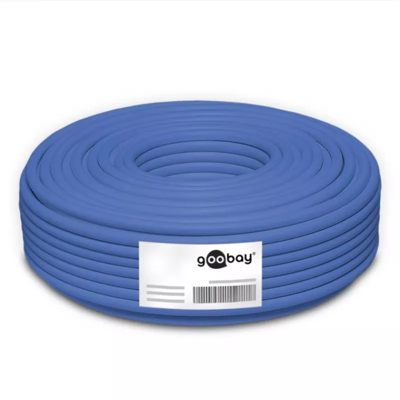 Goobay CAT 6a U/UTP Network Cable 50 m Blue - Solid Copper, AWG 23/1, LSZH (96092)