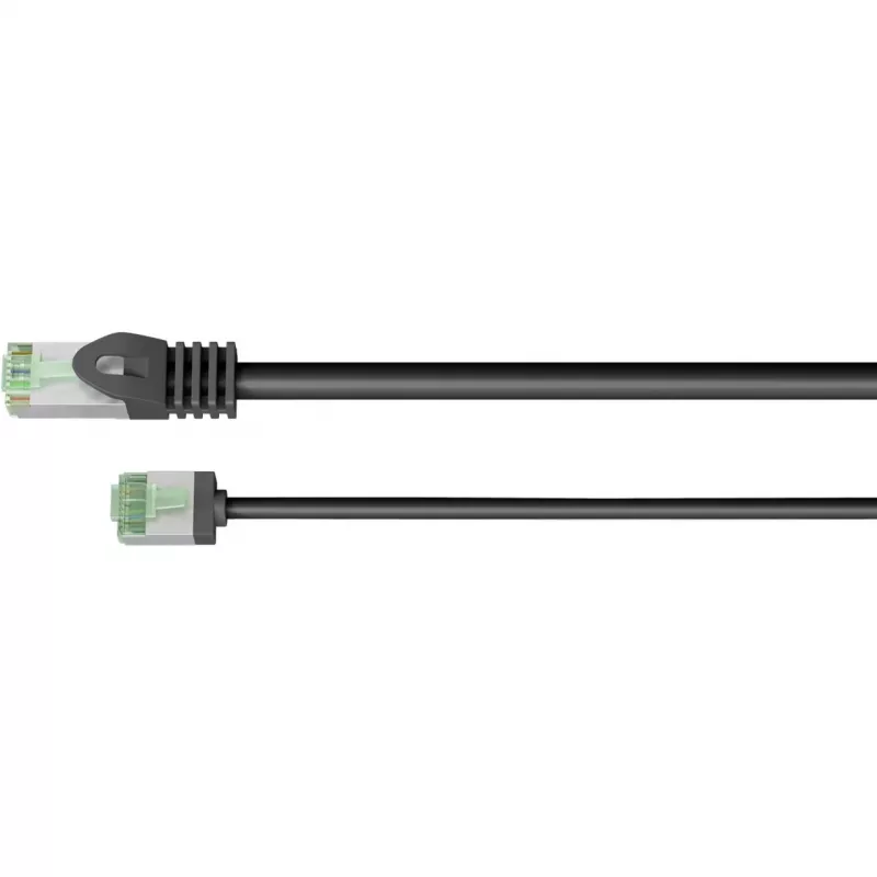 Goobay CAT 8.1 Ultraflexible Slim U/FTP komutacinis kabelis, RJ45, czarny, 0,5 m, 40 Gbit/s 74356