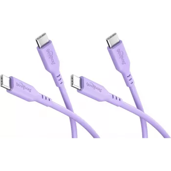 Goobay Zestaw 2x kabel USB-C silikonowy, 1,5 m, fioletowy (81249)