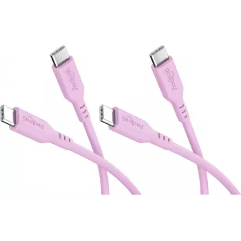 Goobay zestaw 2 kabli silikonowych USB-C do USB-C, 1,5 m, różowy (81251)