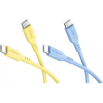 Goobay Sun & Sky Zestaw 2x kabel USB-C silikonowy 1,5 m żółty niebieski 81274