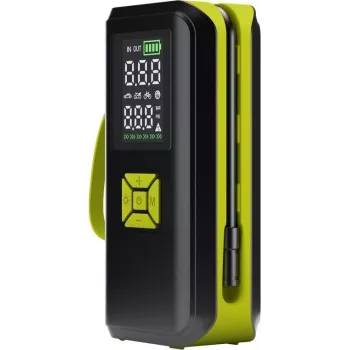 Goobay Tools Bezprzewodowy Kompresor Powietrza z Wyświetlaczem Cyfrowym, 10,3 bar, Ładowanie USB-C, Światło LED, Bateria Li-Ion 2000 mAh, W Zestawie Adaptery i Torba do Przechowywania 77827