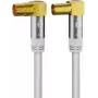 Kabel antenowy TV Goobay (135 dB typ.), 4x ekranowany, 1 m, biały - pozłacane złącza, gniazdo koncentryczne 90° > wtyk koncentryczny 90° (70411)