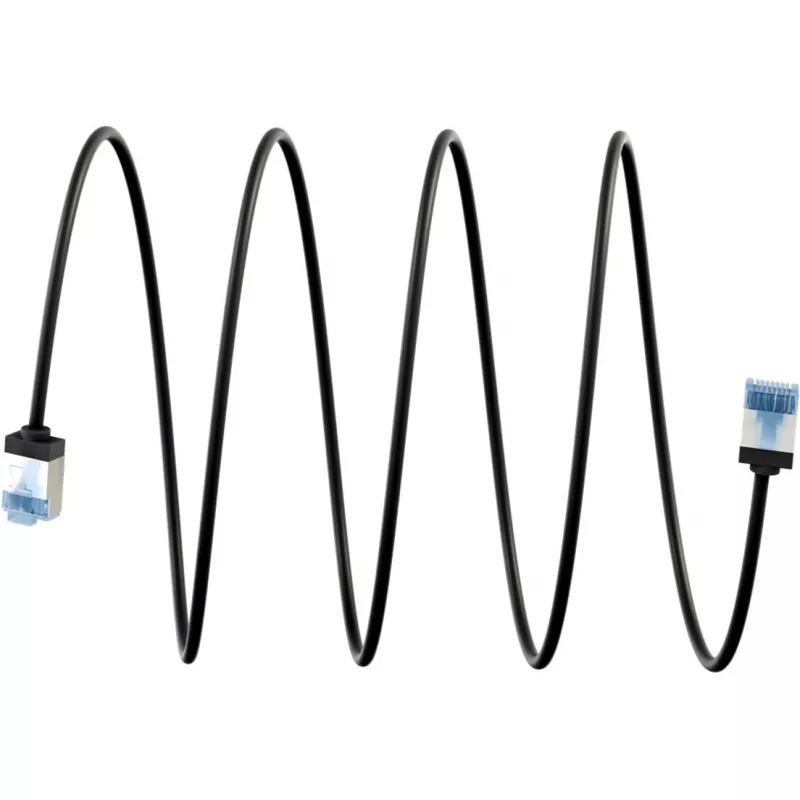 GOOBAY Ultra-flexible Cat.6a Slim Patch Cable, U/FTP (czarny, 2m, extra-short złącza) 74319