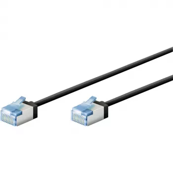 GOOBAY Ultra-flexible Cat.6a Slim Patch Cable, U/FTP (czarny, 2m, extra-short złącza) 74319