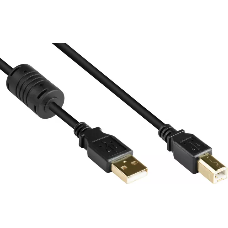 Good Connections Kabel USB 2.0 A do B z rdzeniem ferrytowym, złocone, czarny, 1m